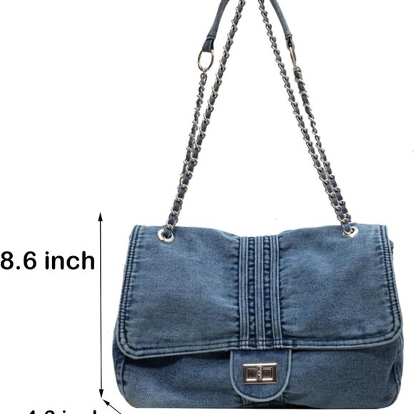 Denim Purse for Women Jean Purses Tote Bag for Womens Handbags Work Bags Jean Sh - Picture 5 of 6